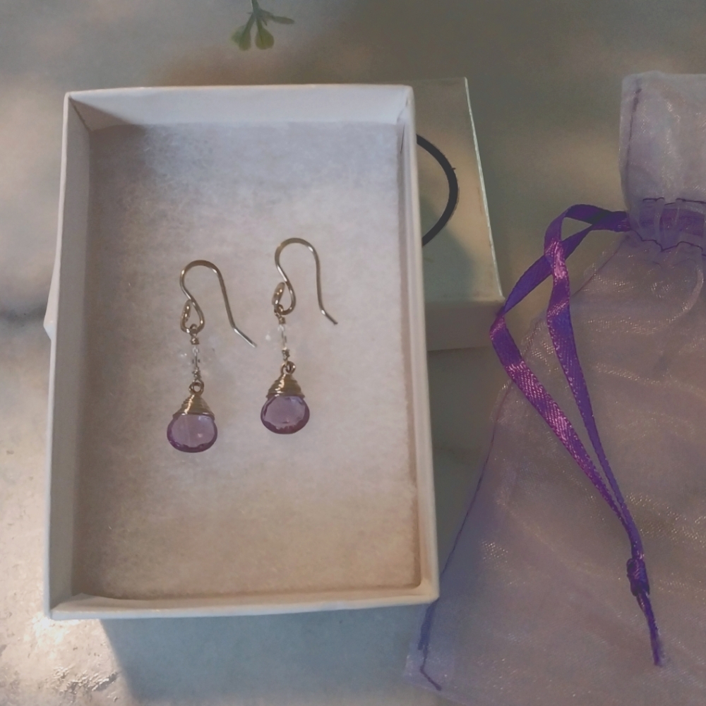 Silver and Amethyst Dangle Earrings